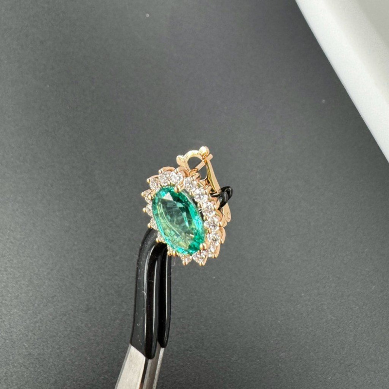 Earrings with Natural Emeralds and Laboratory-Grown Diamonds – Rose Gold – photo 8 of 12