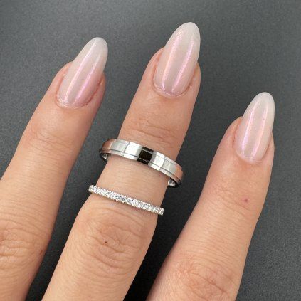 A Pair of Platinum Wedding Bands with Natural Diamonds