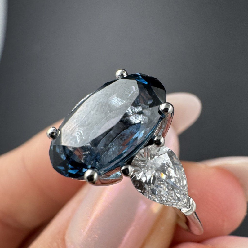 Ring with Topaz and Laboratory-Grown Diamonds – White Gold, 1 ct – photo 10 of 11