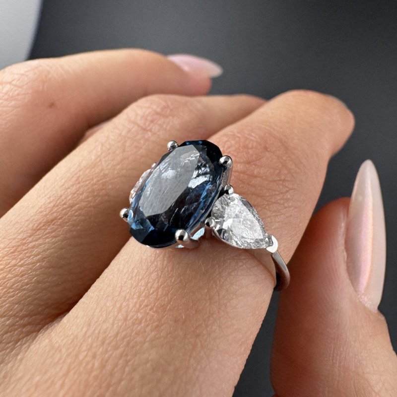 Ring with Topaz and Laboratory-Grown Diamonds – White Gold, 1 ct – photo 7 of 11