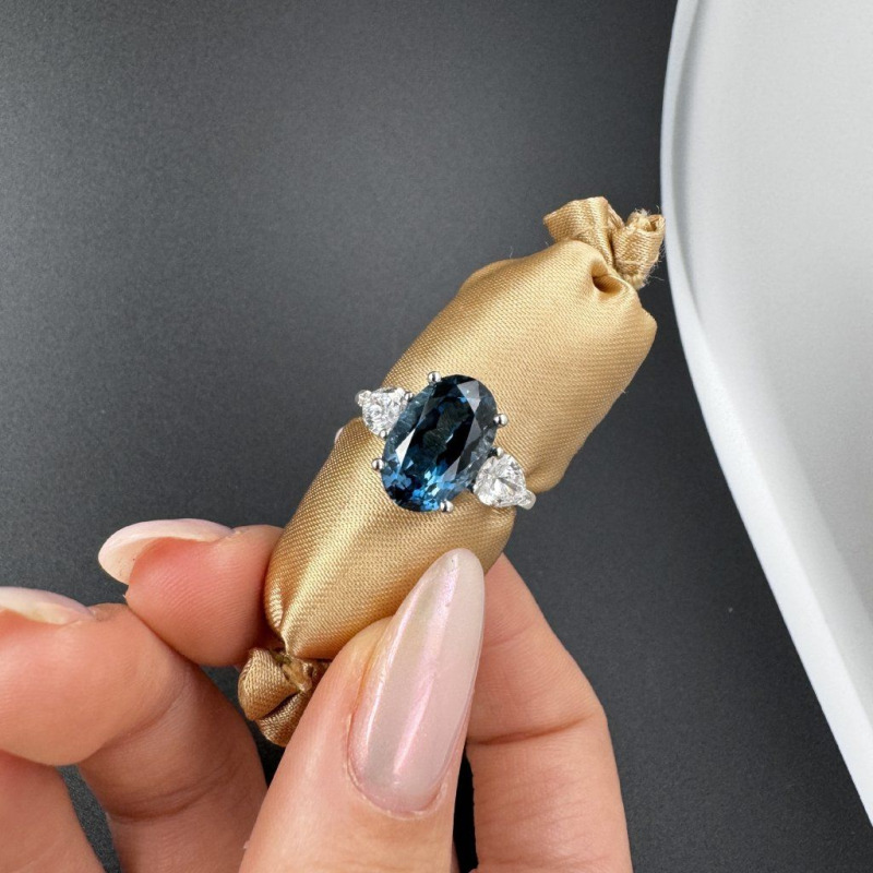 Ring with Topaz and Laboratory-Grown Diamonds – White Gold, 1 ct – photo 1 of 11