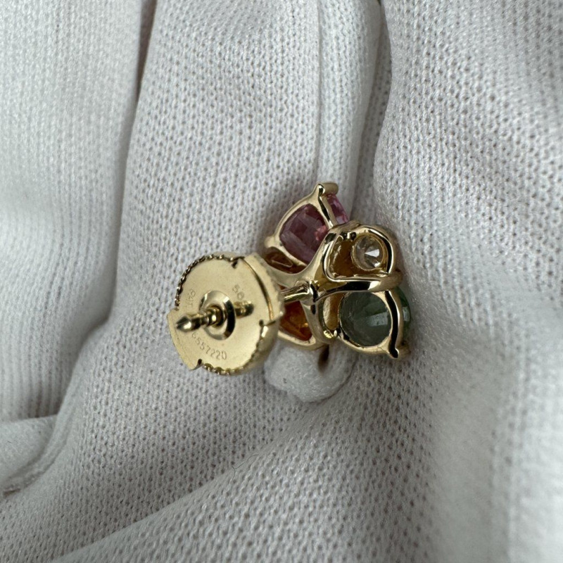 Gold Earrings with Gemstones and Diamonds – White Gold – photo 5 of 6
