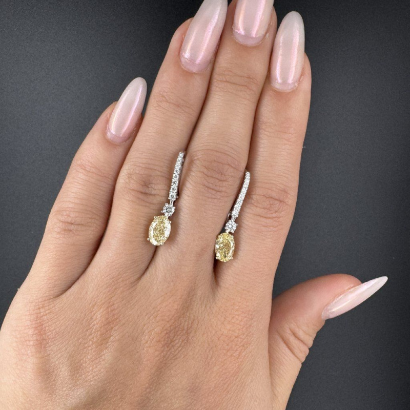 Earrings Set with Laboratory-Grown Diamonds in a Combination of White and Yellow Gold, 1 ct – photo 5 of 5