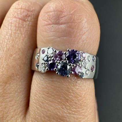 Ring with Coloured Sapphires and Laboratory Diamonds