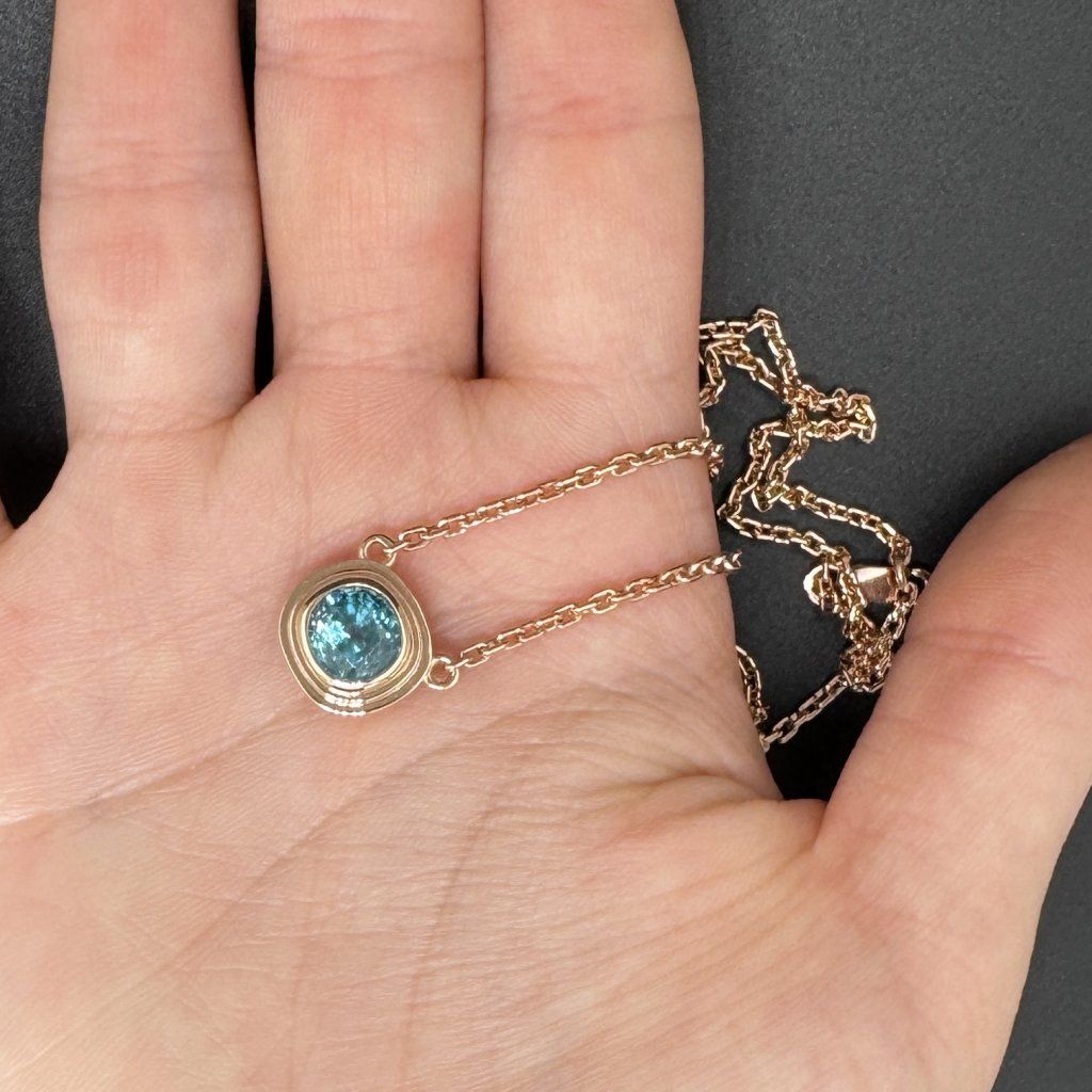 Pendant in 14k Rose Gold with a Central Natural Zircon from Cambodia, 3.05 ct – photo 1 of 4