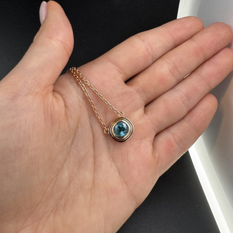 Pendant in 14k Rose Gold with a Central Natural Zircon from Cambodia, 3.05 ct – photo 3 of 4