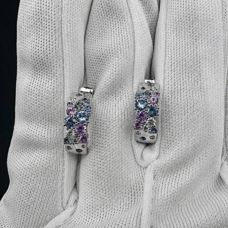 White Gold Earrings with Sapphires – photo 2 of 4