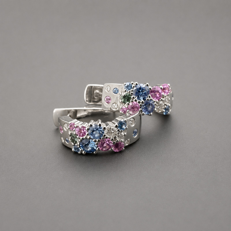 White Gold Earrings with Sapphires – photo 3 of 4