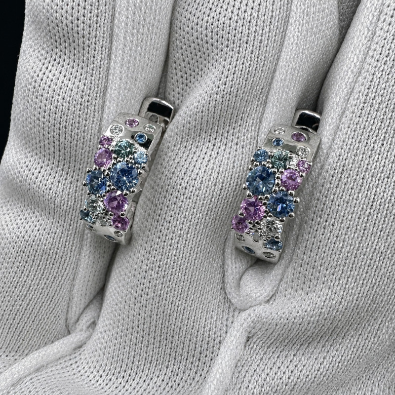 White Gold Earrings with Sapphires – photo 1 of 4