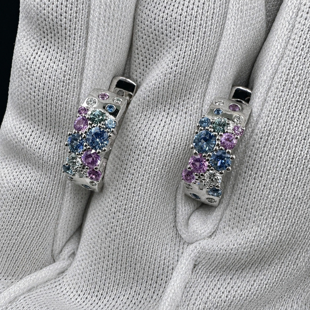 White Gold Earrings with Sapphires – photo 1 of 4