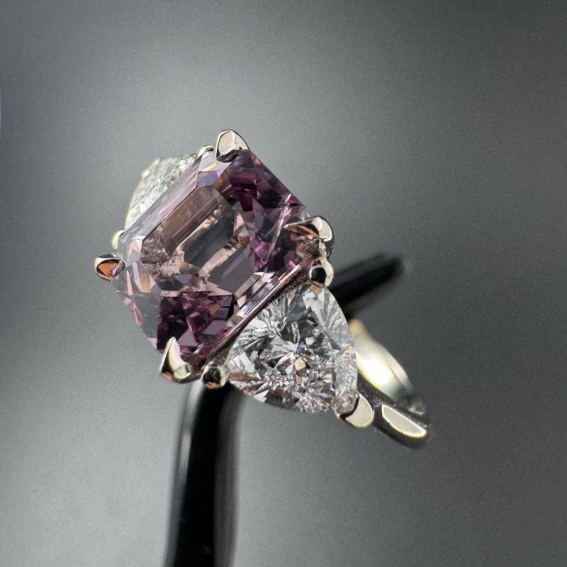 Ring with Pink Spinel and Laboratory Diamonds – White Gold, 2.7 ct – photo 7 of 7