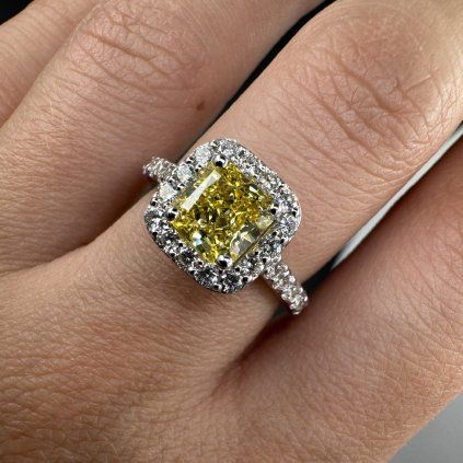 Ring with Fancy Yellow Laboratory Diamond