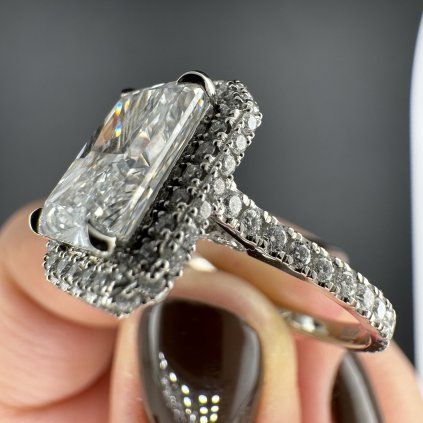 Ring with a Rectangular Laboratory-Grown Diamond