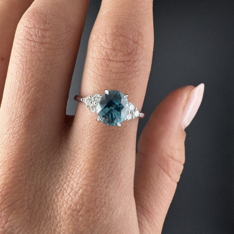 Ring with a Natural Zircon and Natural Diamonds – White Gold, 2.82 ct – photo 3 of 4