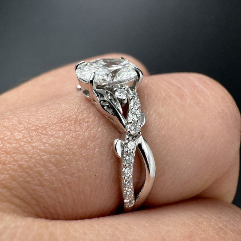 Ring with Laboratory-Grown Diamonds in a Branch Design – White Gold – photo 2 of 5