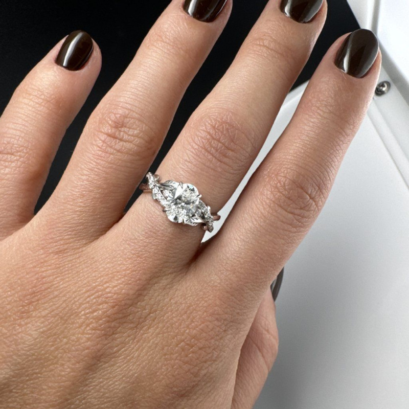 Ring with Laboratory-Grown Diamonds in a Branch Design – White Gold – photo 3 of 5