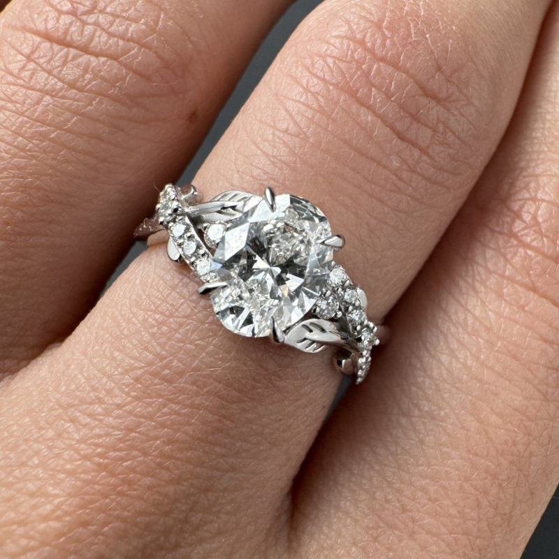 Ring with Laboratory-Grown Diamonds in a Branch Design – White Gold – photo 4 of 5