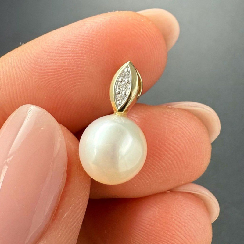 Pendant with River Pearl and Natural Diamonds, 0.02 ct – photo 2 of 4