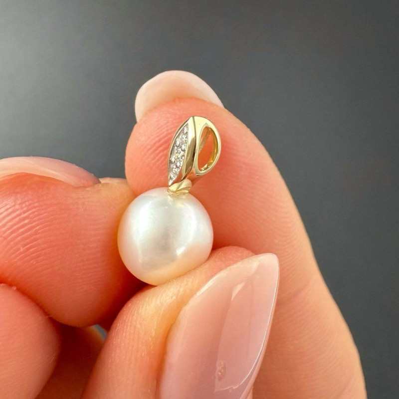 Pendant with River Pearl and Natural Diamonds, 0.02 ct – photo 3 of 4