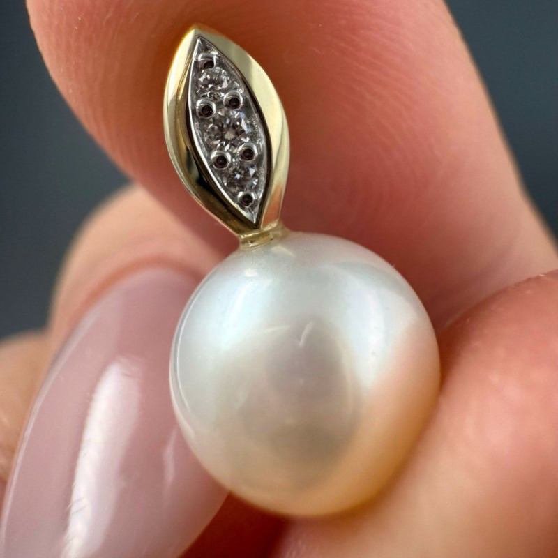 Pendant with River Pearl and Natural Diamonds, 0.02 ct – photo 4 of 4