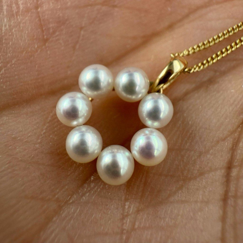 Gold Pendant with Circular Composition of River Pearls – photo 3 of 3