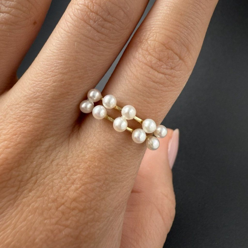 Gold Ring with Delicate River Pearls – photo 2 of 4