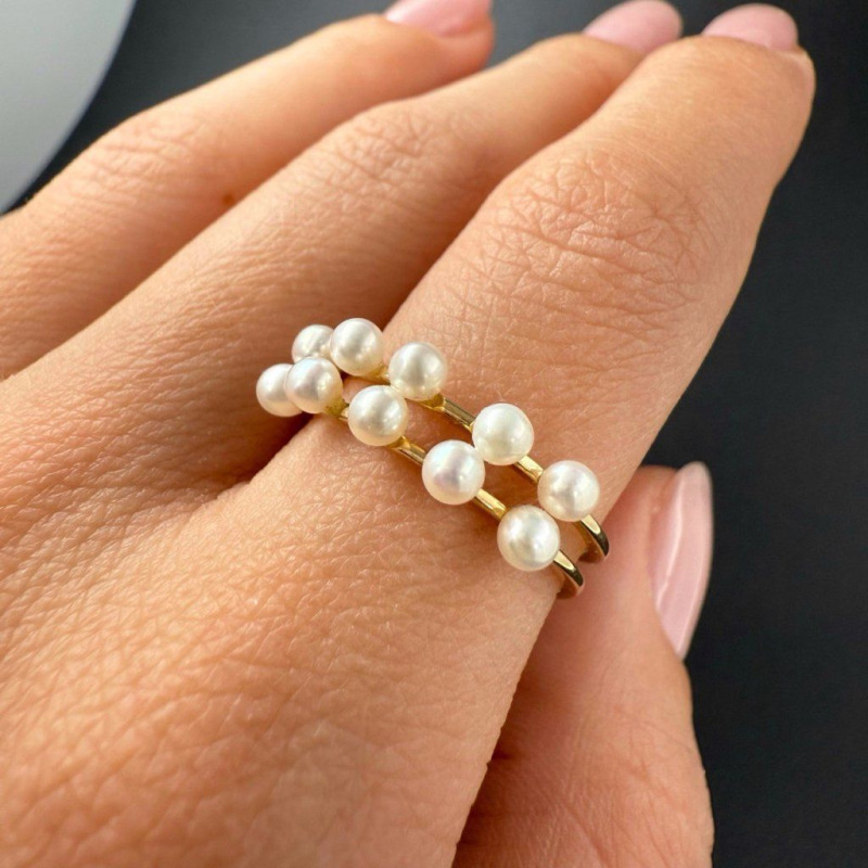 Gold Ring with Delicate River Pearls – photo 3 of 4