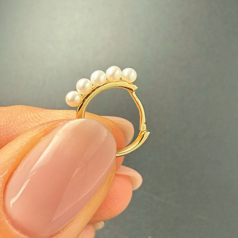 Gold Earrings with Small River Pearls – photo 2 of 5