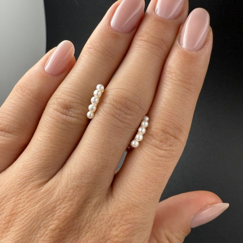 Gold Earrings with Small River Pearls – photo 3 of 5