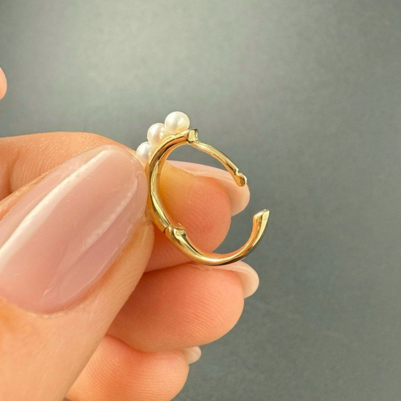 Gold Earrings with Small River Pearls – photo 4 of 5