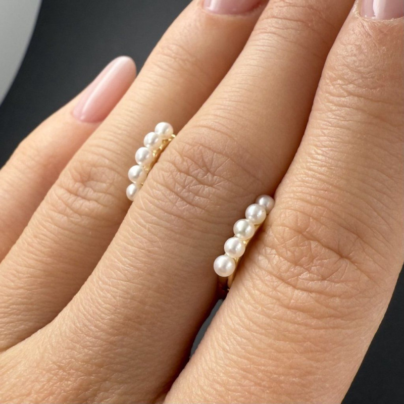 Gold Earrings with Small River Pearls – photo 5 of 5