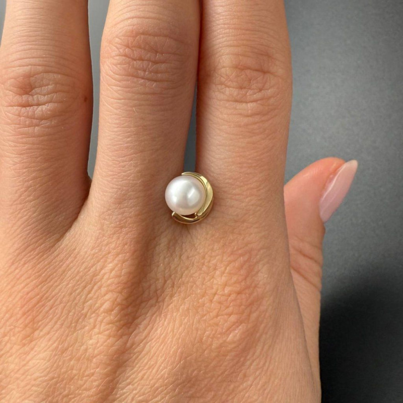 Minimalist Gold Studs with River Pearl – photo 2 of 3