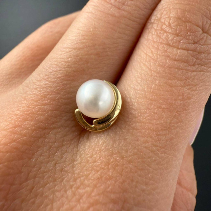 Minimalist Gold Studs with River Pearl – photo 3 of 3
