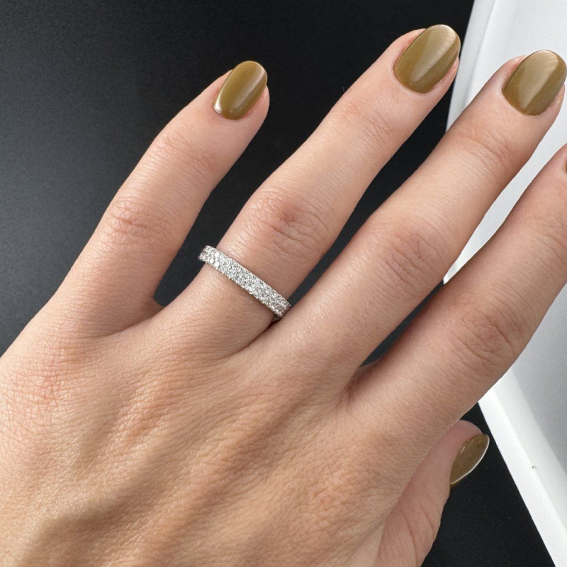 Ring with Double Diamond Channel – White Gold – photo 2 of 4