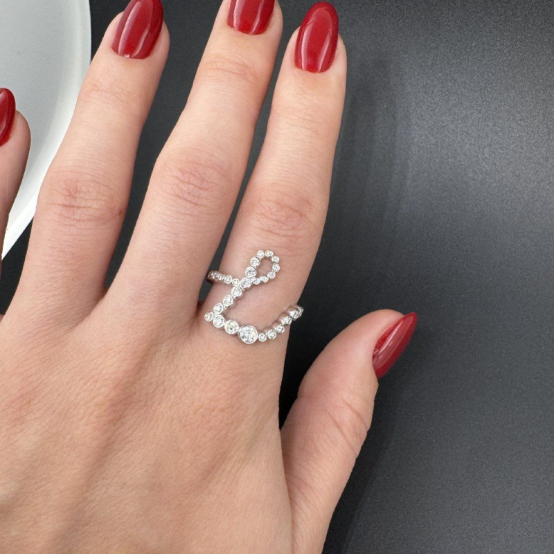 Minimalist L-Shape Diamond Ring – White Gold – photo 2 of 7