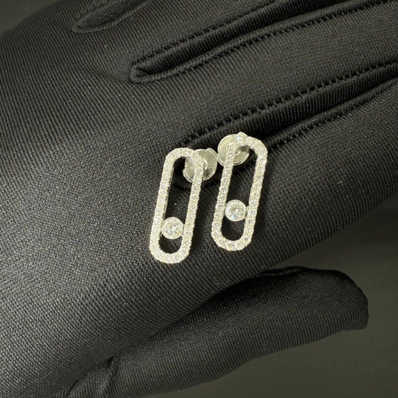 Gold Earrings with a Floating Diamond – White Gold, 0.66 ct – photo 3 of 5