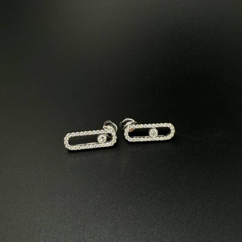 Gold Earrings with a Floating Diamond – White Gold, 0.66 ct – photo 5 of 5