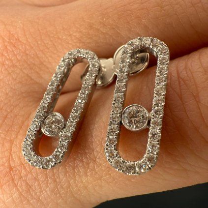 Gold Earrings with a Floating Diamond