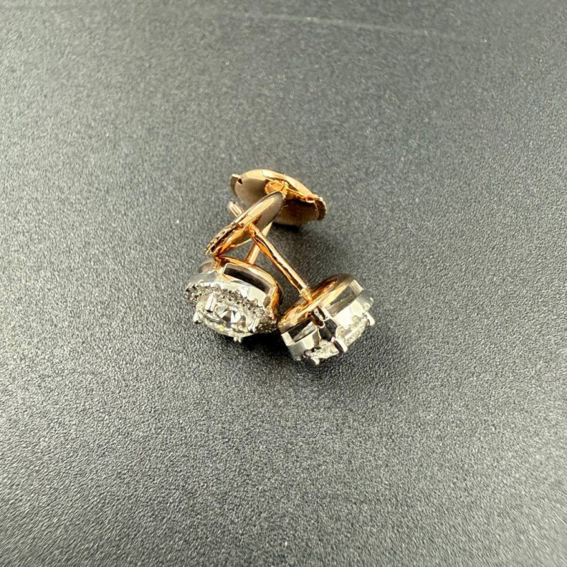 Two-Tone Gold Earrings with Natural Diamonds – White Gold, 0.3 ct – photo 2 of 4