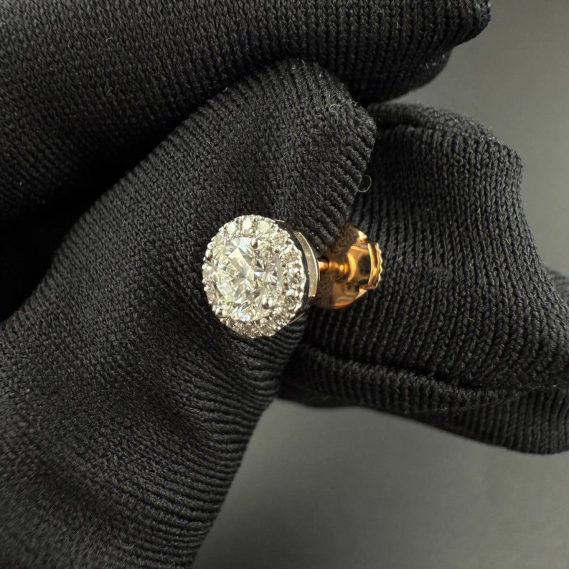 Two-Tone Gold Earrings with Natural Diamonds – White Gold, 0.3 ct – photo 4 of 4