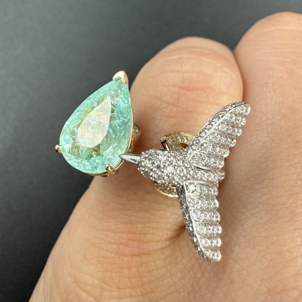 Ring with Tourmaline Paraiba and Diamonds, 3.46 ct – photo 1 of 6