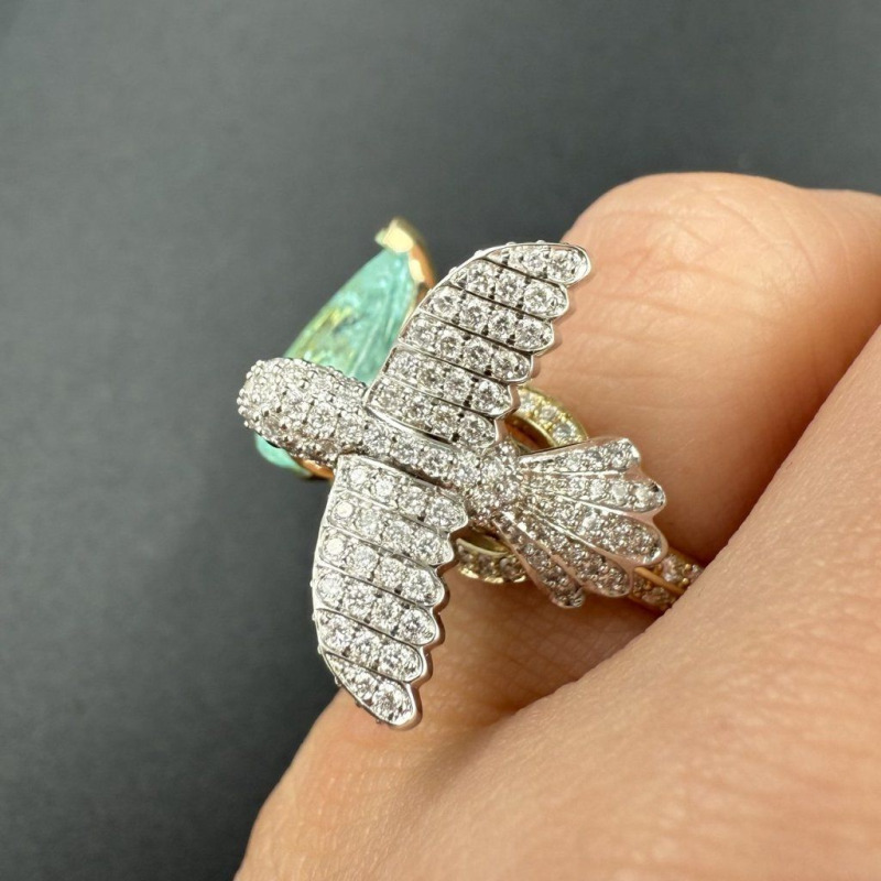 Ring with Tourmaline Paraiba and Diamonds, 3.46 ct – photo 4 of 6