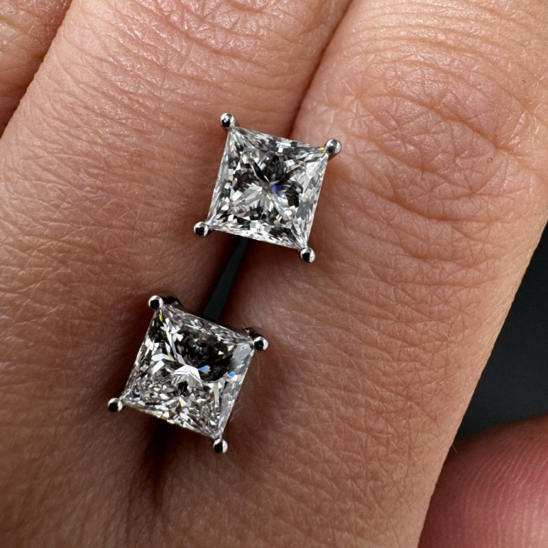 Diamond Earrings – Platinum, 2 ct – photo 2 of 3