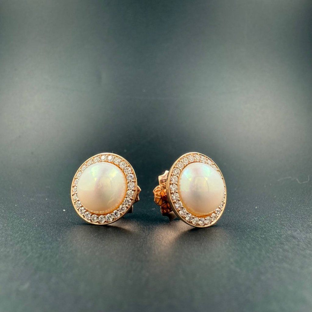 Pearl and Diamond Earrings – Rose Gold, 0.655 ct – photo 1 of 6