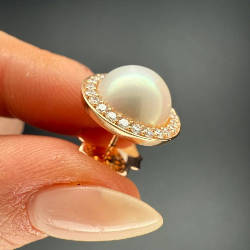Pearl and Diamond Earrings – Rose Gold, 0.655 ct – photo 2 of 6