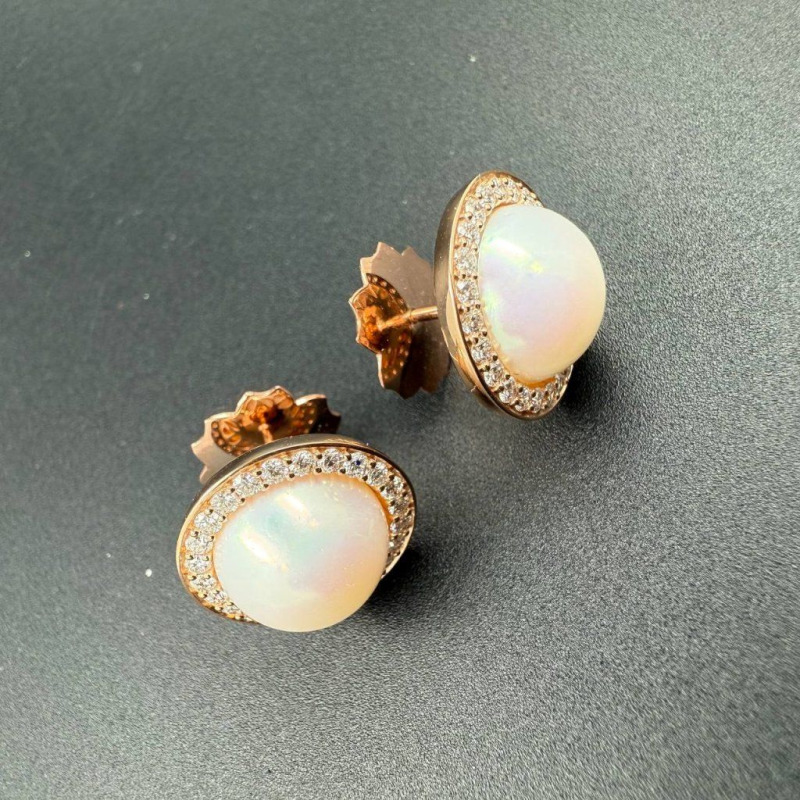 Pearl and Diamond Earrings – Rose Gold, 0.655 ct – photo 3 of 6