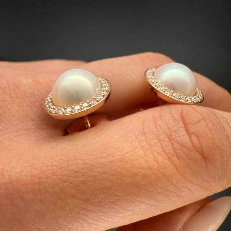 Pearl and Diamond Earrings – Rose Gold, 0.655 ct – photo 4 of 6