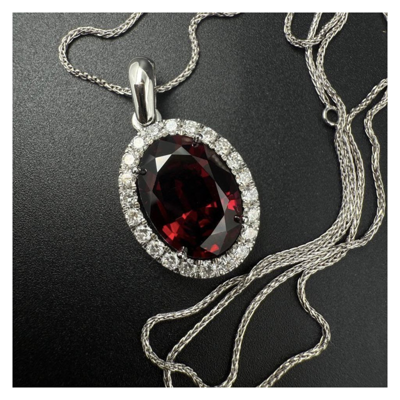 Necklace with Red Garnet – White Gold, 0.474 ct – photo 3 of 5
