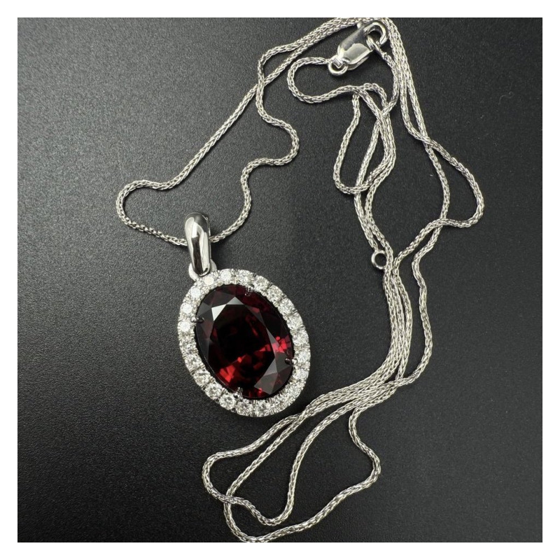 Necklace with Red Garnet – White Gold, 0.474 ct – photo 4 of 5