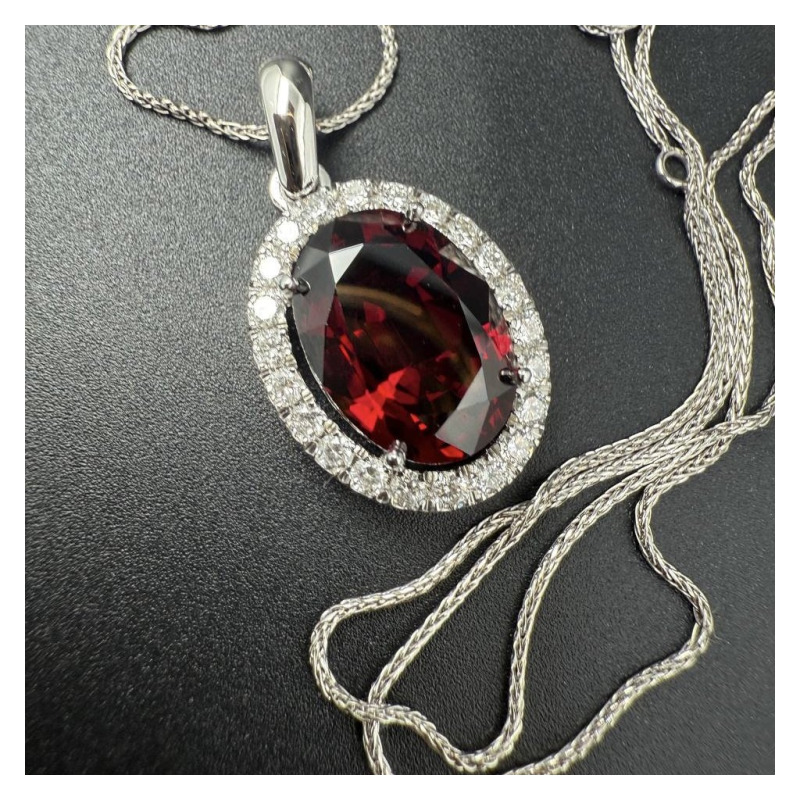 Necklace with Red Garnet – White Gold, 0.474 ct – photo 5 of 5
